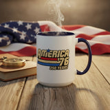 America '76 250 Years Accent Coffee Mug — Retro Patriotic 11/15oz - 4LibertyShop.com