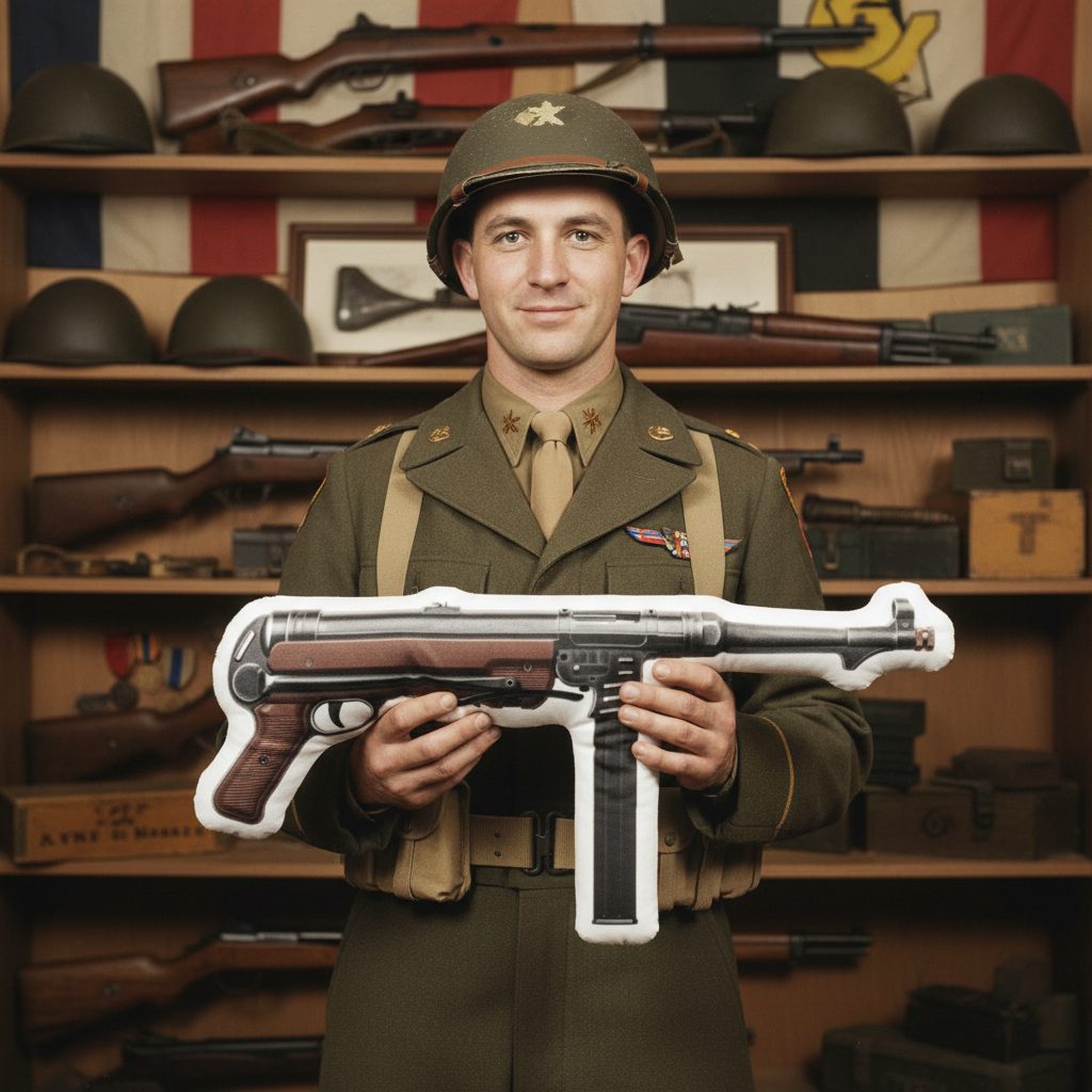 American Soldier with MP40 Pillow