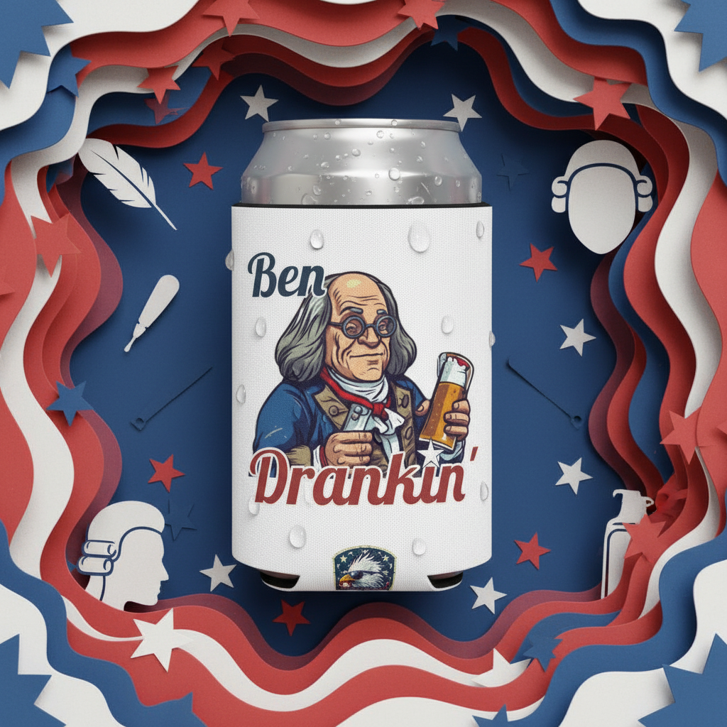 Ben Drankin' Koozie Paper Art Style