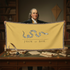 Benjamin Franklin Displaying Join or Die Blanket