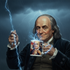 Benjamin Franklin with Kite and Mug