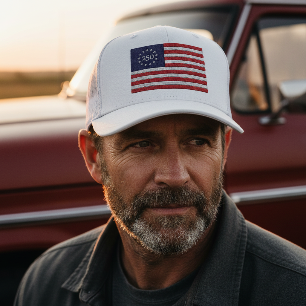 Betsy Ross 250th Anniversary Cap - Extreme Close-Up