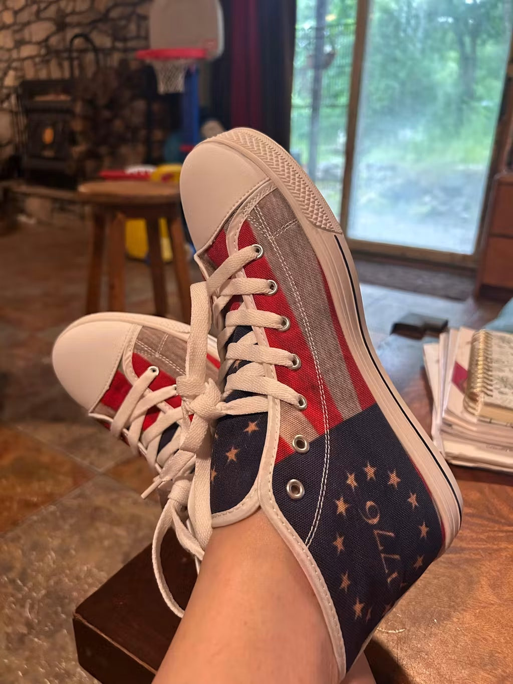 Betsy Ross Flag Women's High Top Sneakers - 4LibertyShop.com