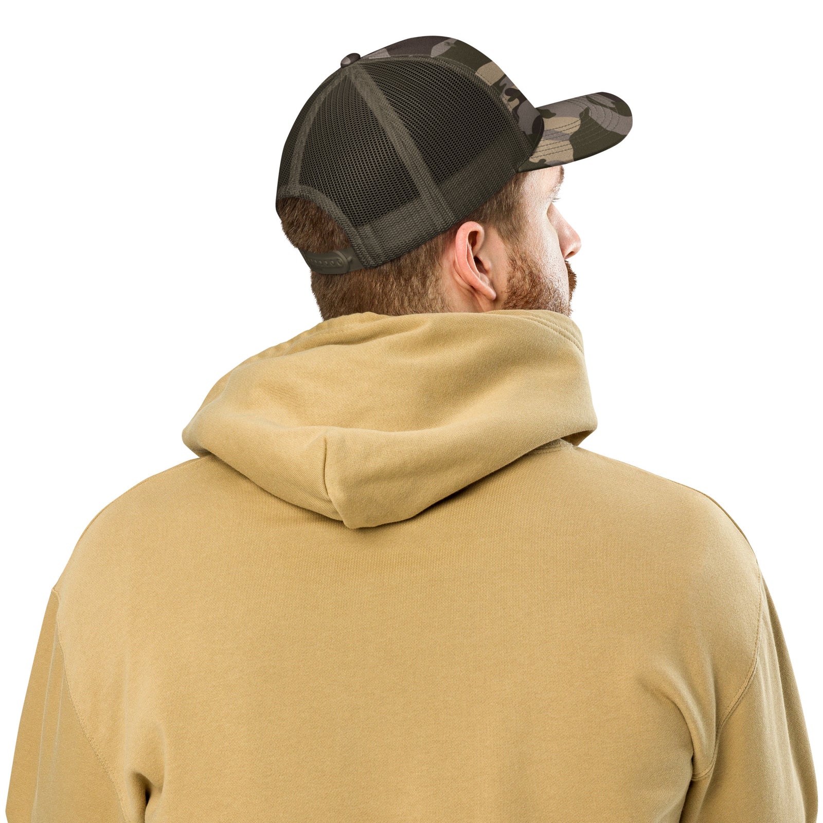 TRUMP Gadsden Snake Camo Trucker Hat – Don’t Tread on MAGA!