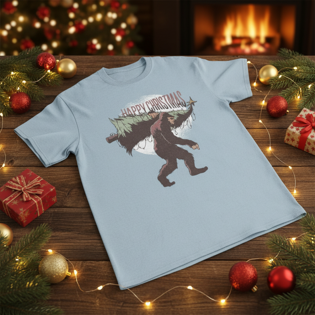 Christmas Bigfoot Tee - Holiday Lifestyle Mockup