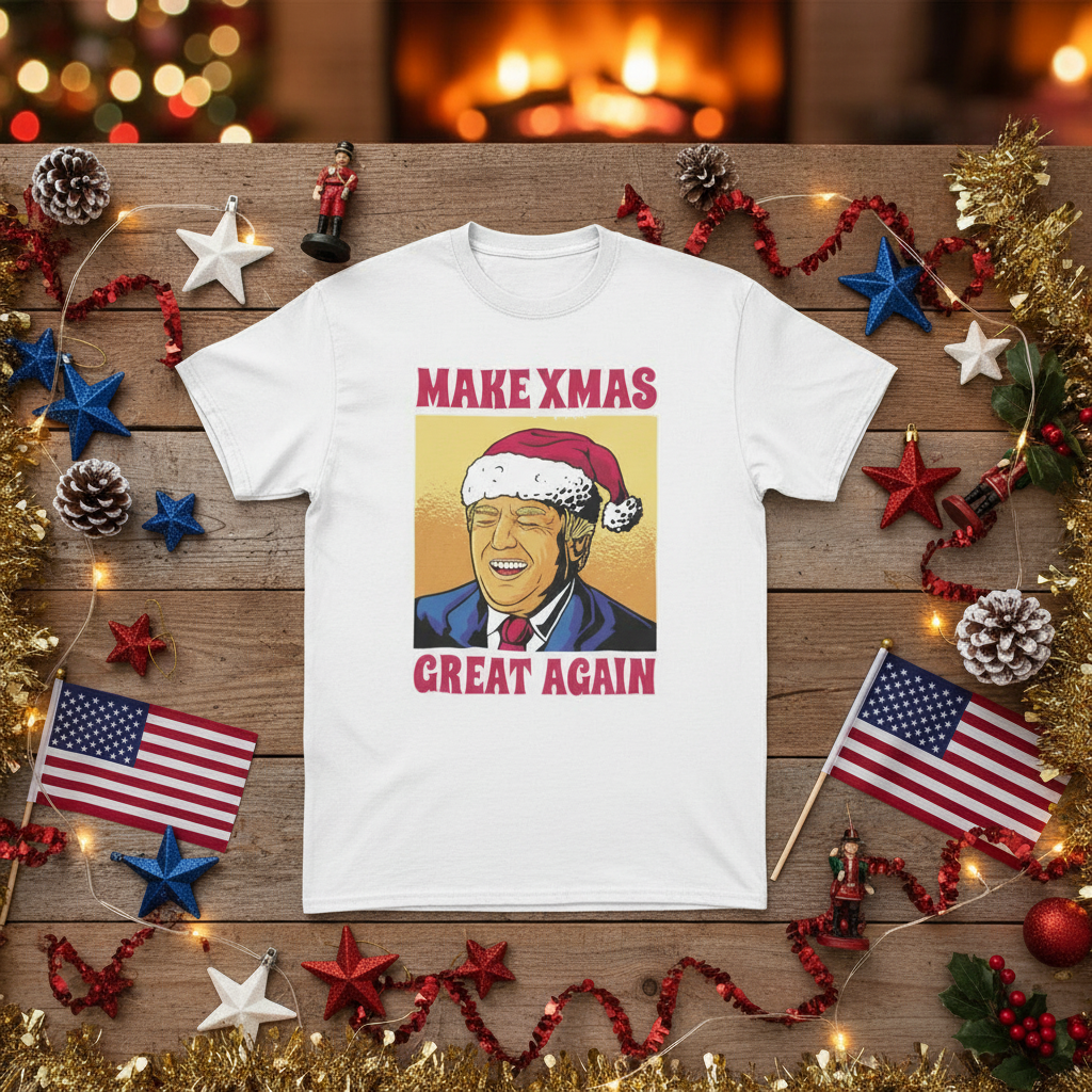 Christmas Trump Santa Claus Tee - Patriotic Holiday Mockup