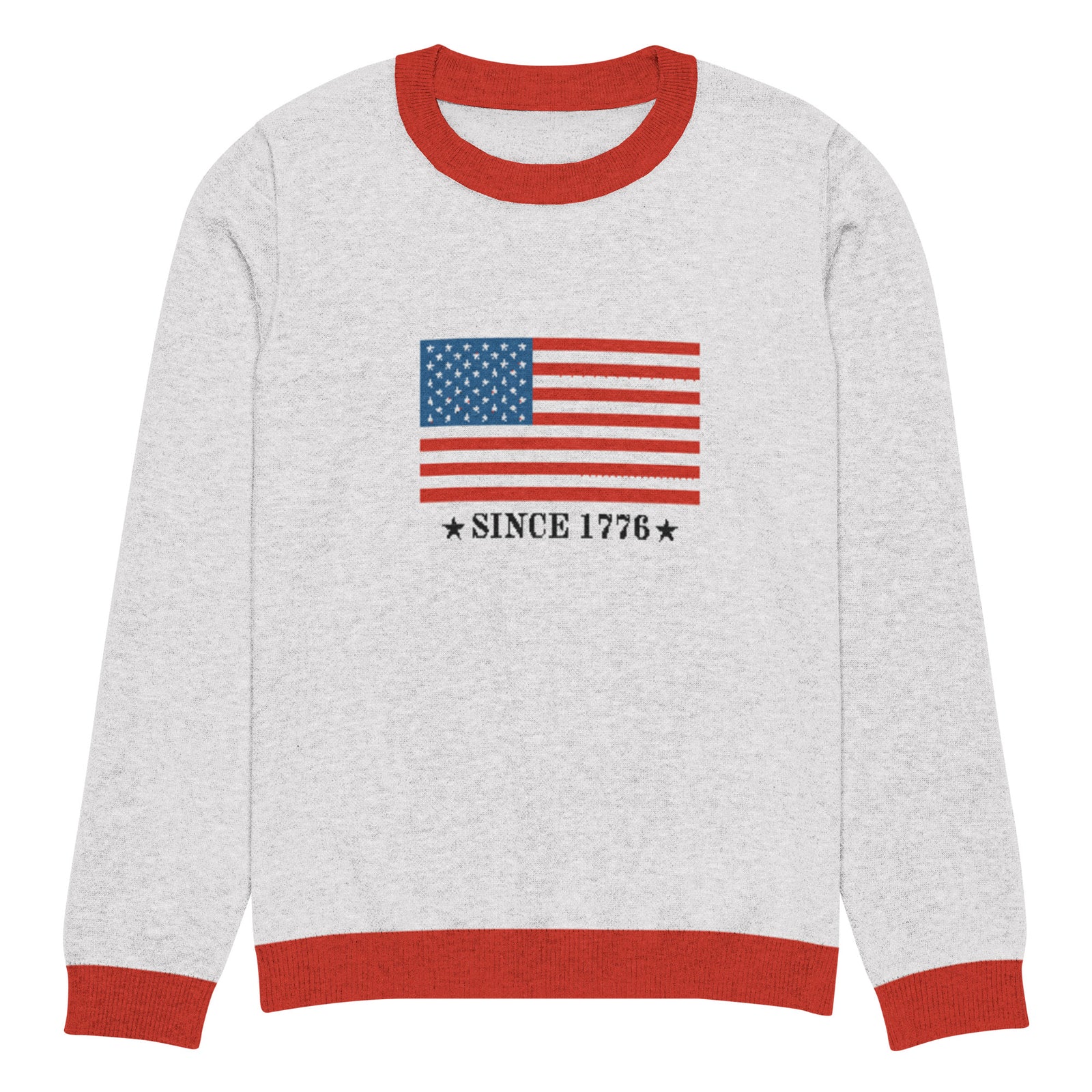 American Flag Since 1776 Knitted crew neck sweater