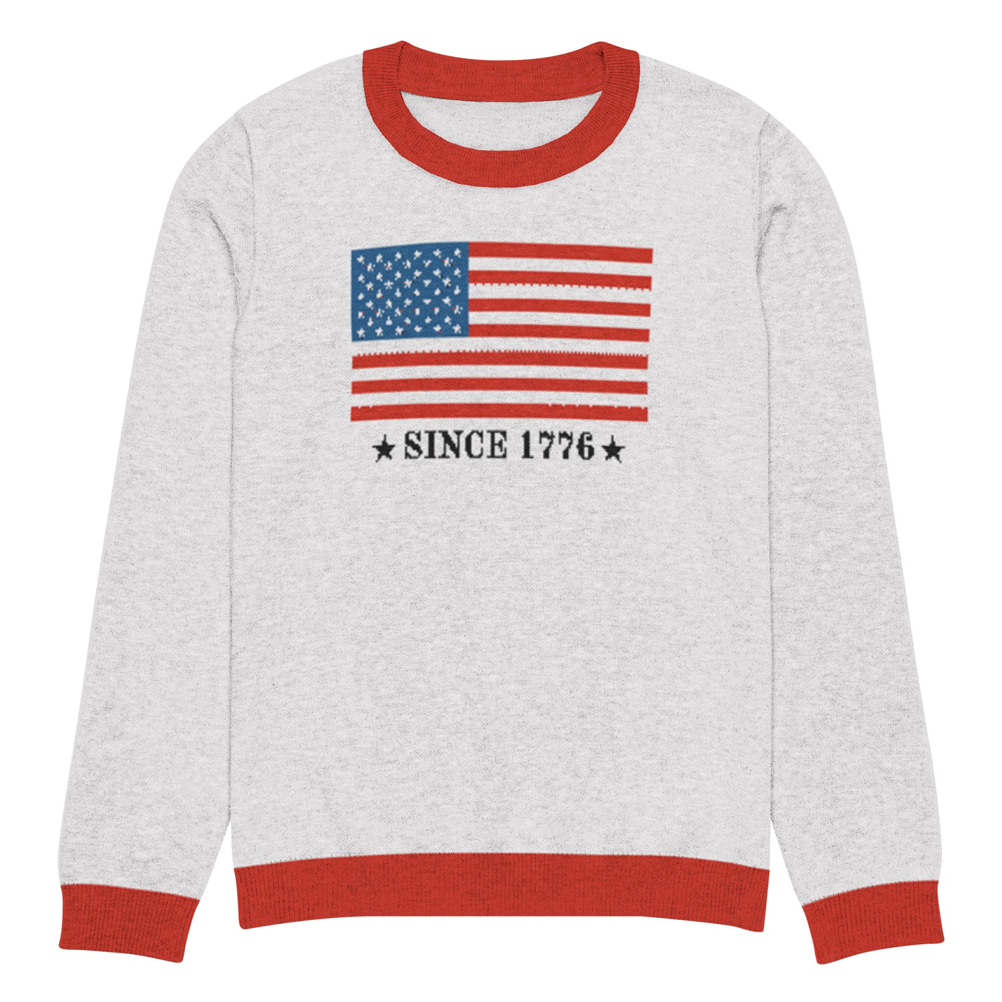 American Flag Since 1776 Knitted crew neck sweater