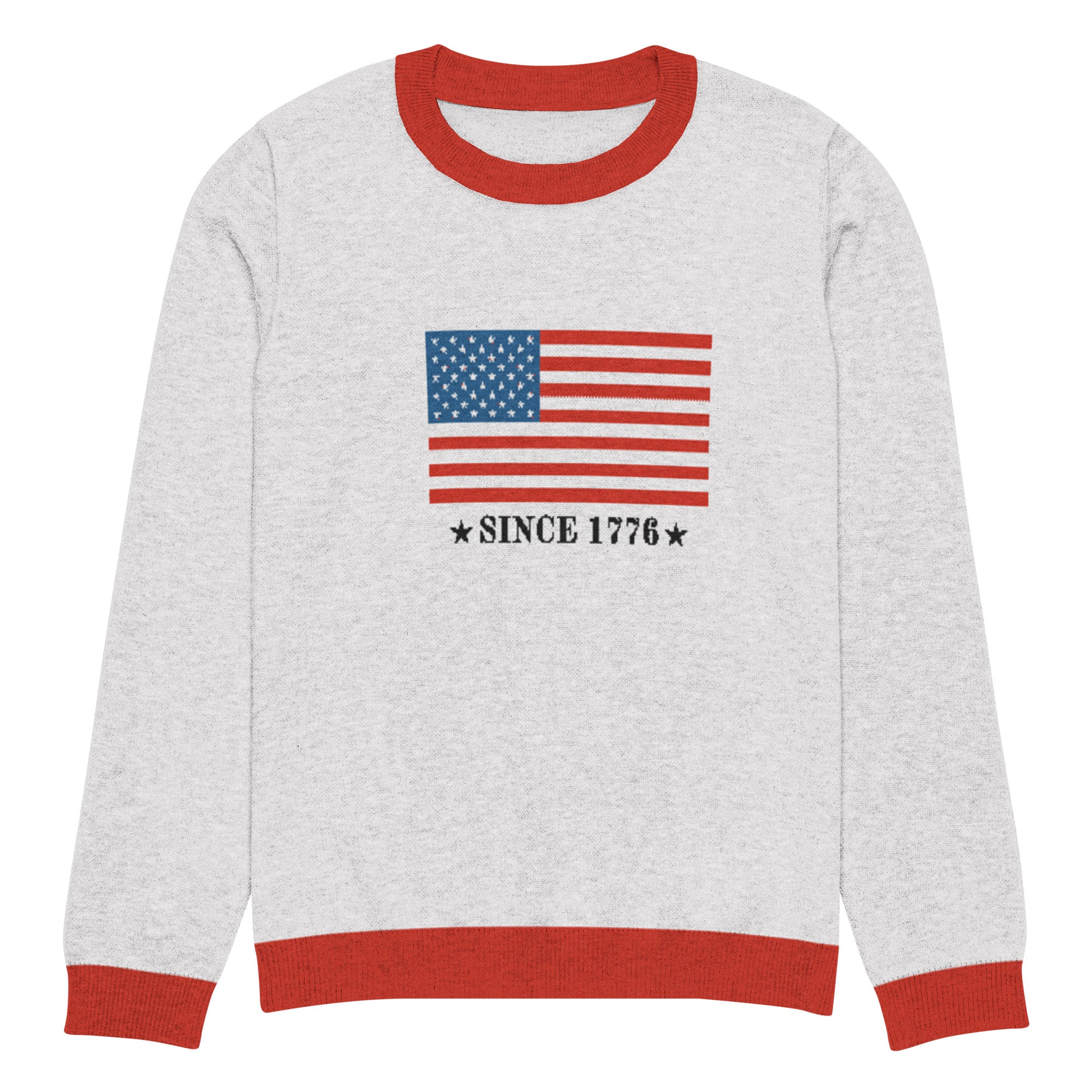 American Flag Since 1776 Knitted crew neck sweater