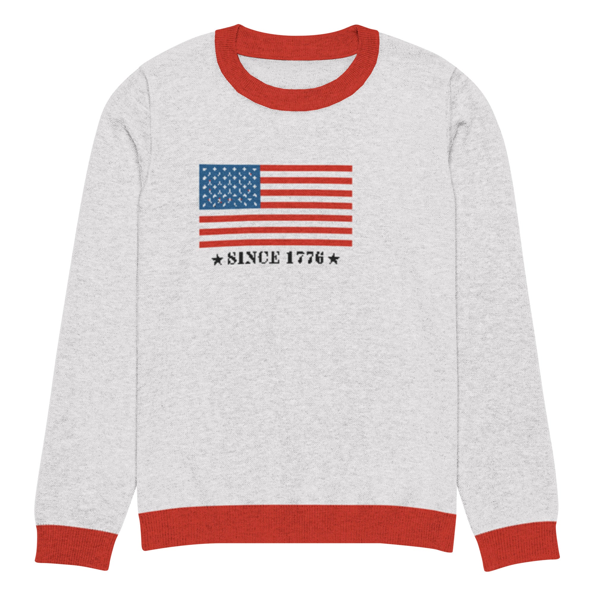 American Flag Since 1776 Knitted crew neck sweater