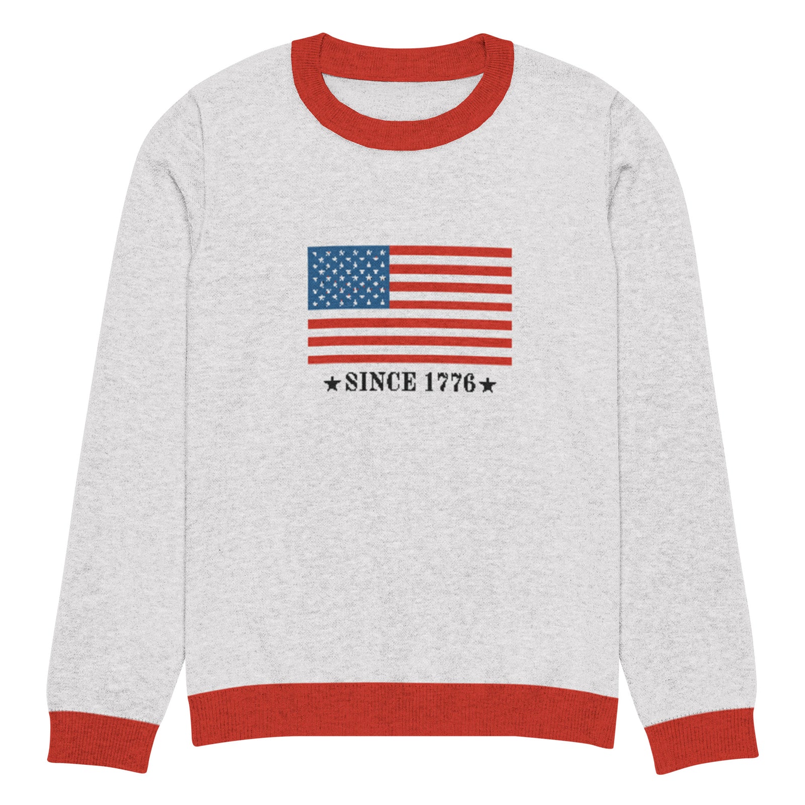 American Flag Since 1776 Knitted crew neck sweater