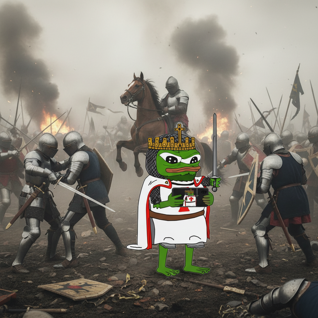 Crusader Pepe Phone Case Medieval Battlefield
