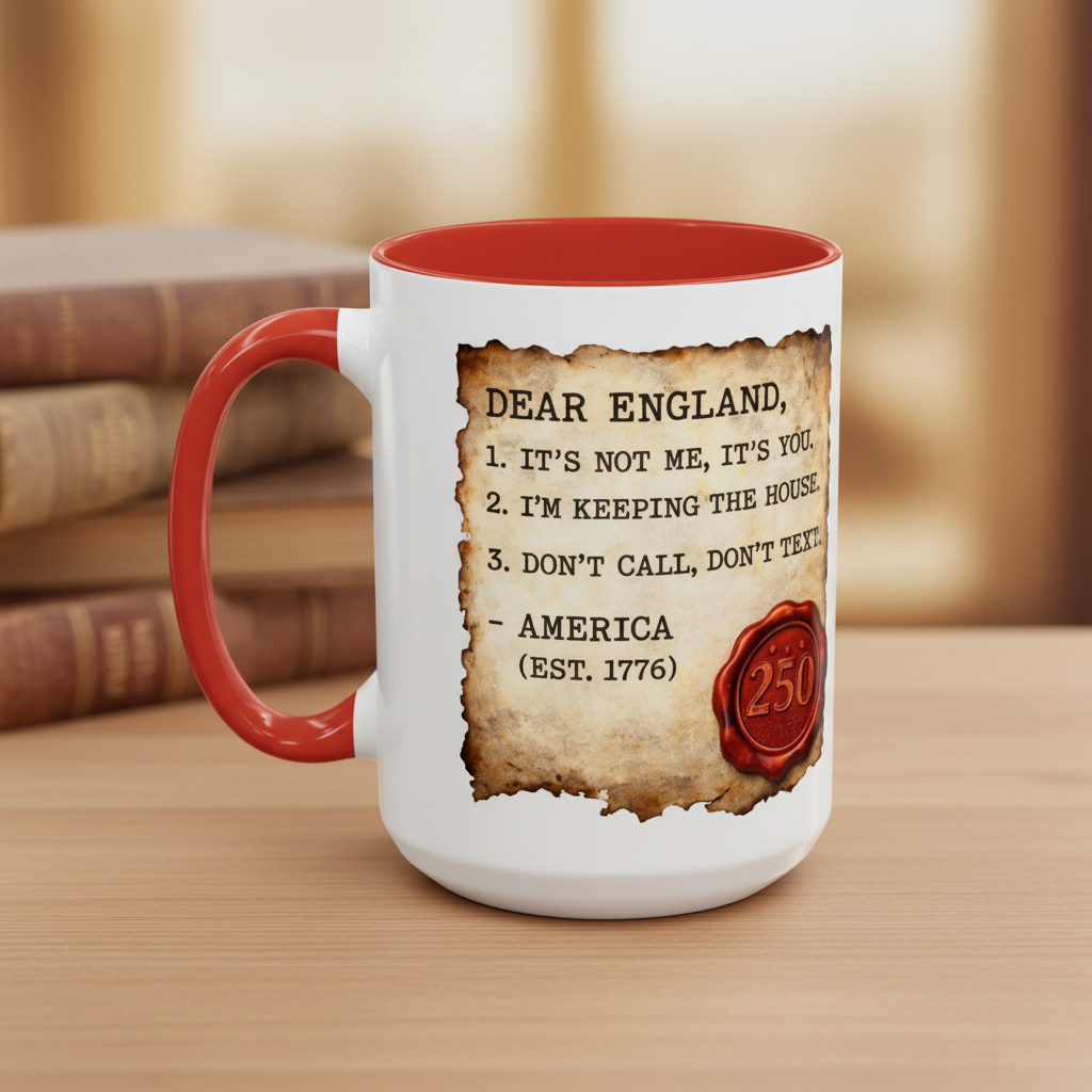 Dear England Mug — Matched to Reference, Pretty Background