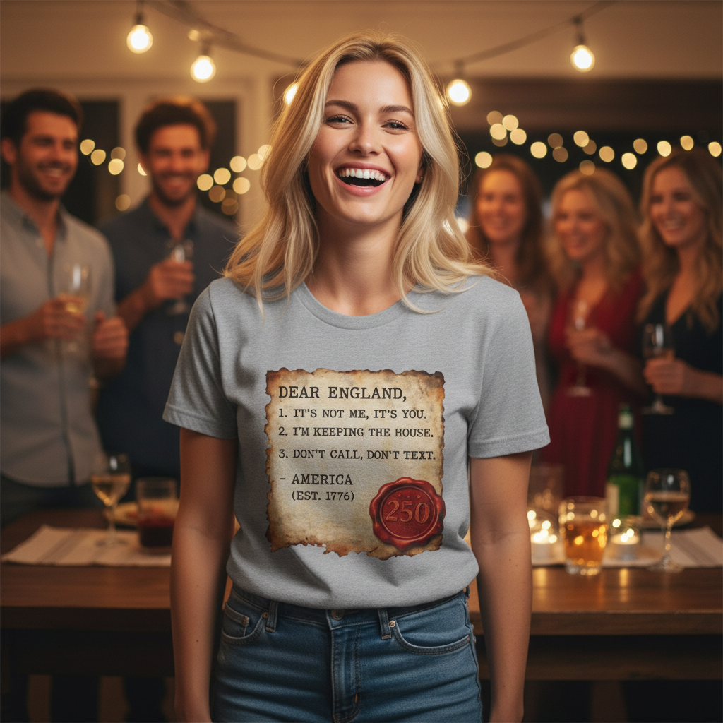 Dear England Tee — Blonde Woman at Party