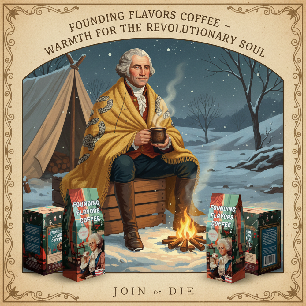 Founding Flavors Coffee - George Washington Winter Camp Scene