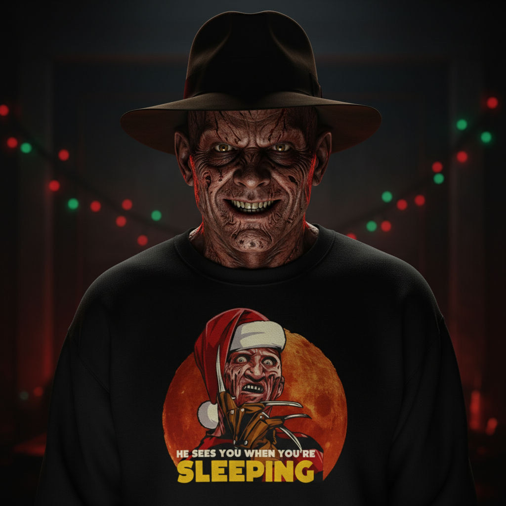 Freddy Krueger Christmas Sweatshirt - Horror Holiday Mockup
