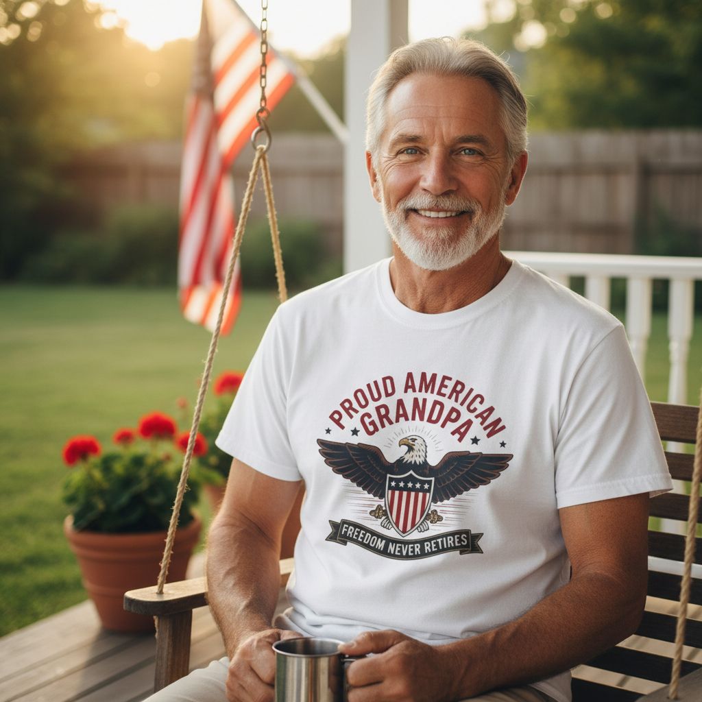 Grandpa wearing Patriotic American Grandpa T-Shirt