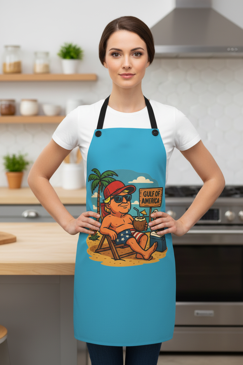 Gulf of America Presidential Apron Full View Kitchen Lifestyle