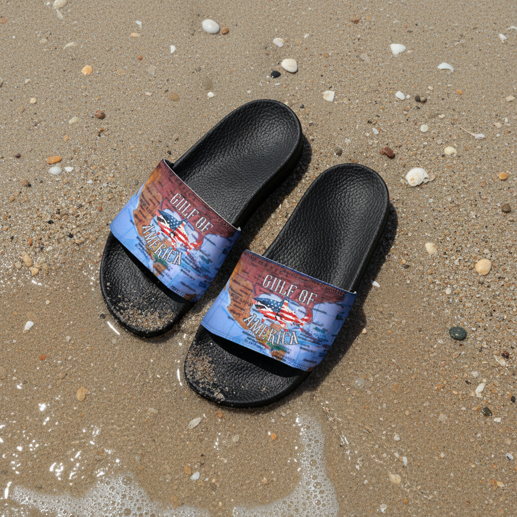 Gulf of America Shark Sandals Realistic Beach Photo