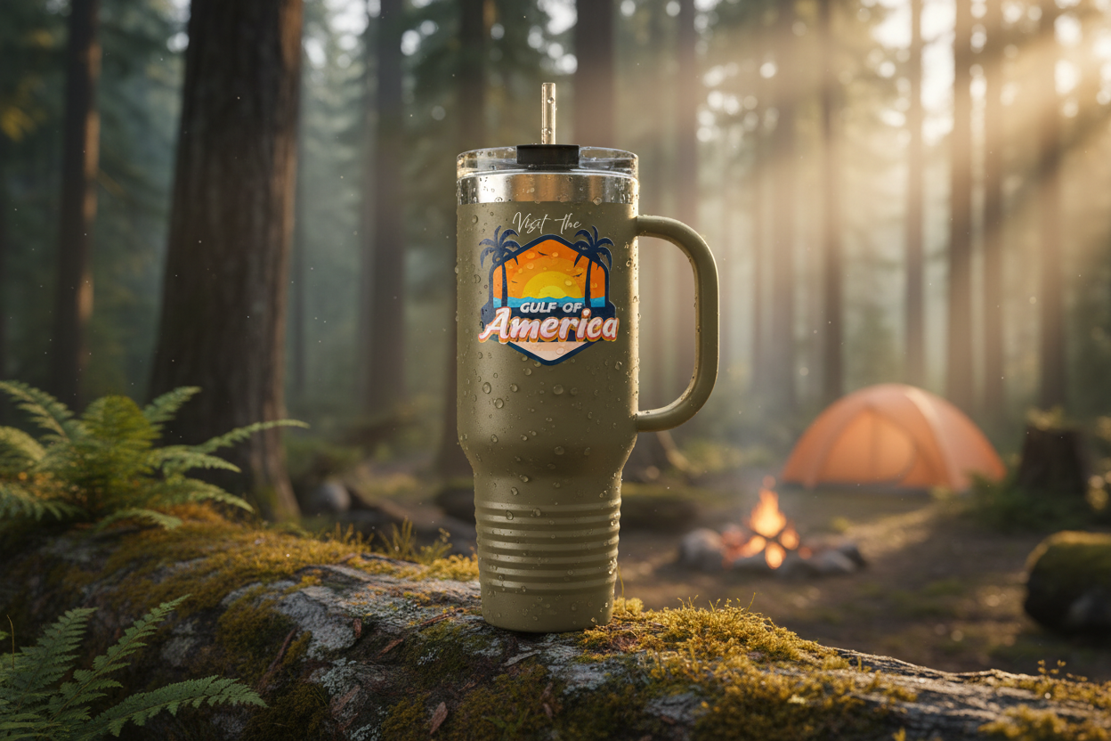 Gulf of America Tumbler Ultra Hyper-Realistic Forest Shot