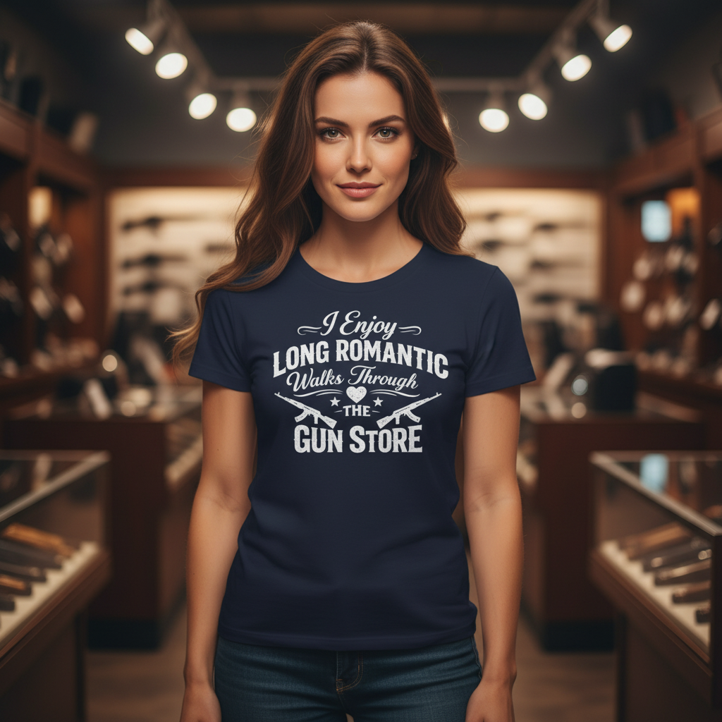 Gun Store Romance T-Shirt Head-On Lifestyle Mockup