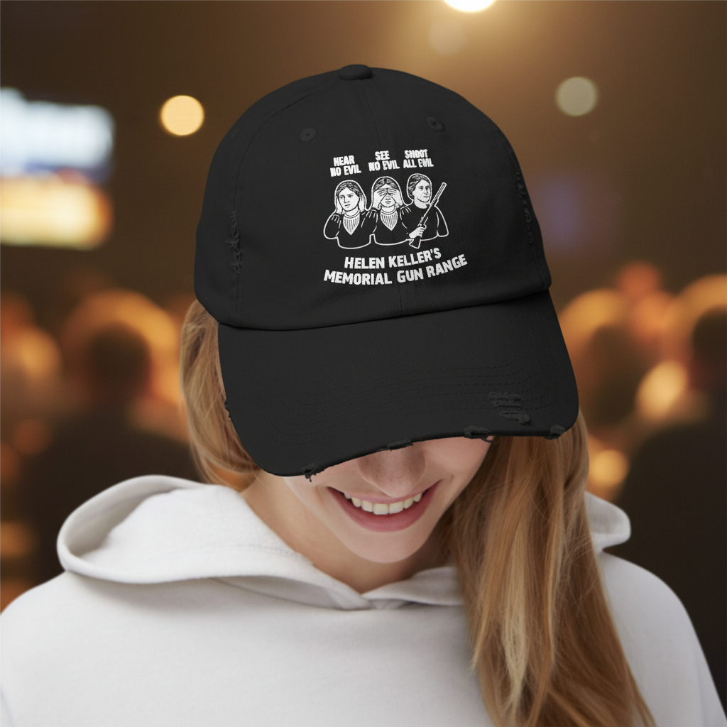 Helen Keller 'Hear No Evil, See No Evil' Hat Lifestyle Mockup