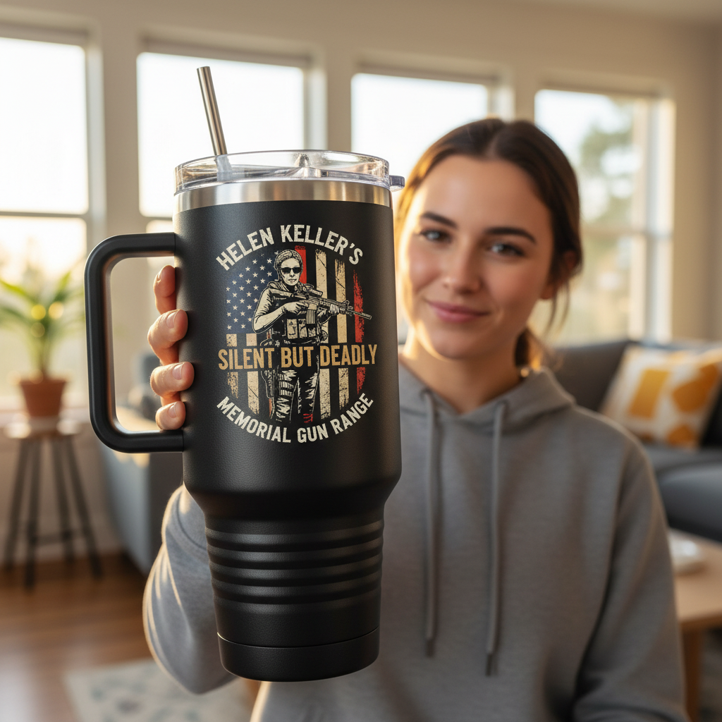 Helen Keller 'Silent But Deadly' 40oz Tumbler New Lifestyle Mockup