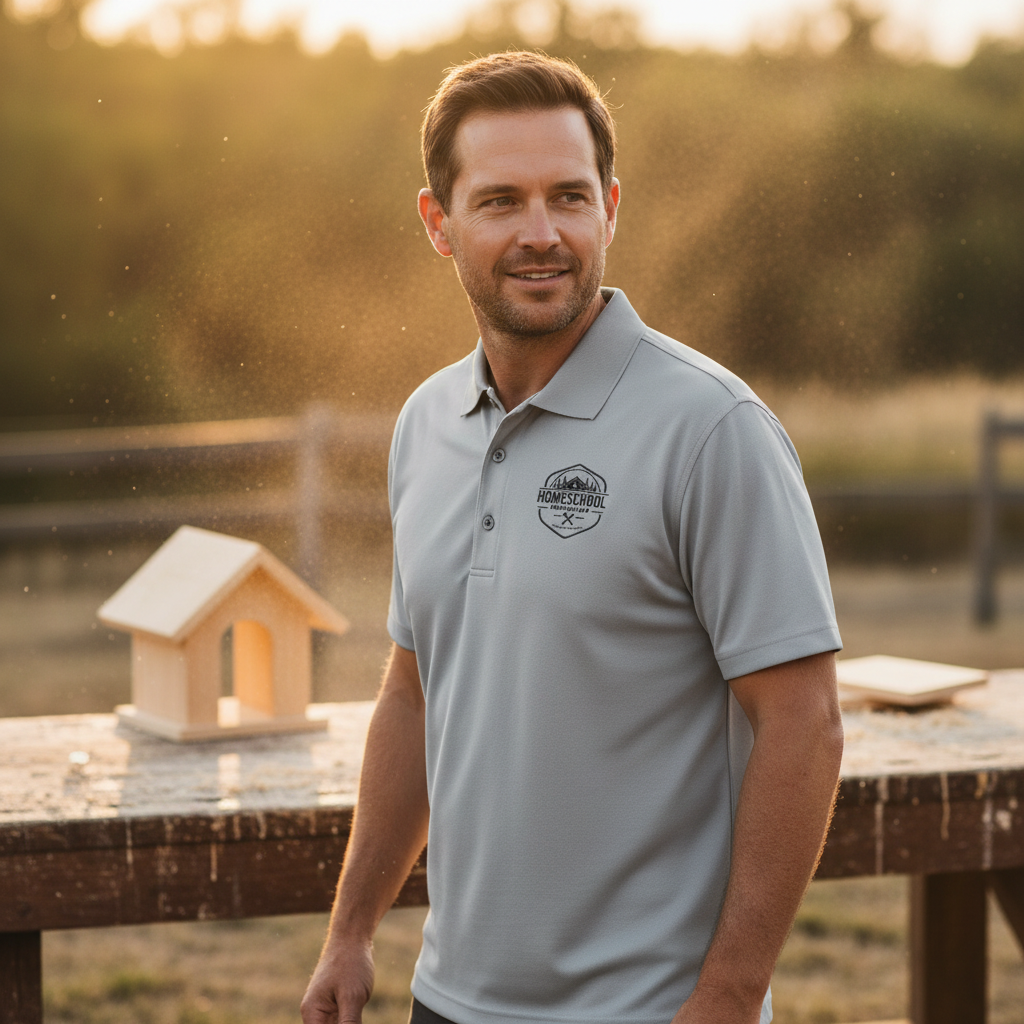 Homeschool Workshop Embroidered Polo Lifestyle Mockup