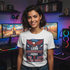Woman gamer with face visible wearing Less Government More Video Games t-shirt