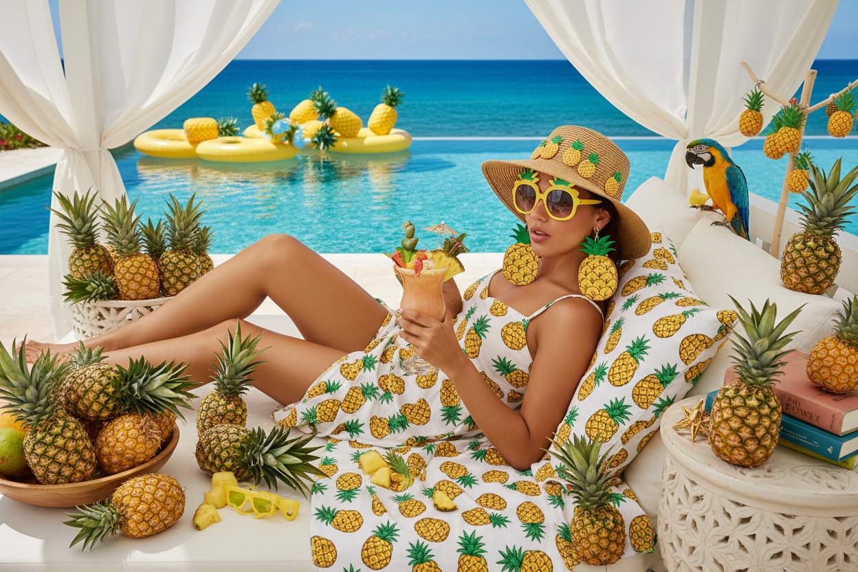 Pineapple Earrings Lifestyle Photo - Tropical Paradise