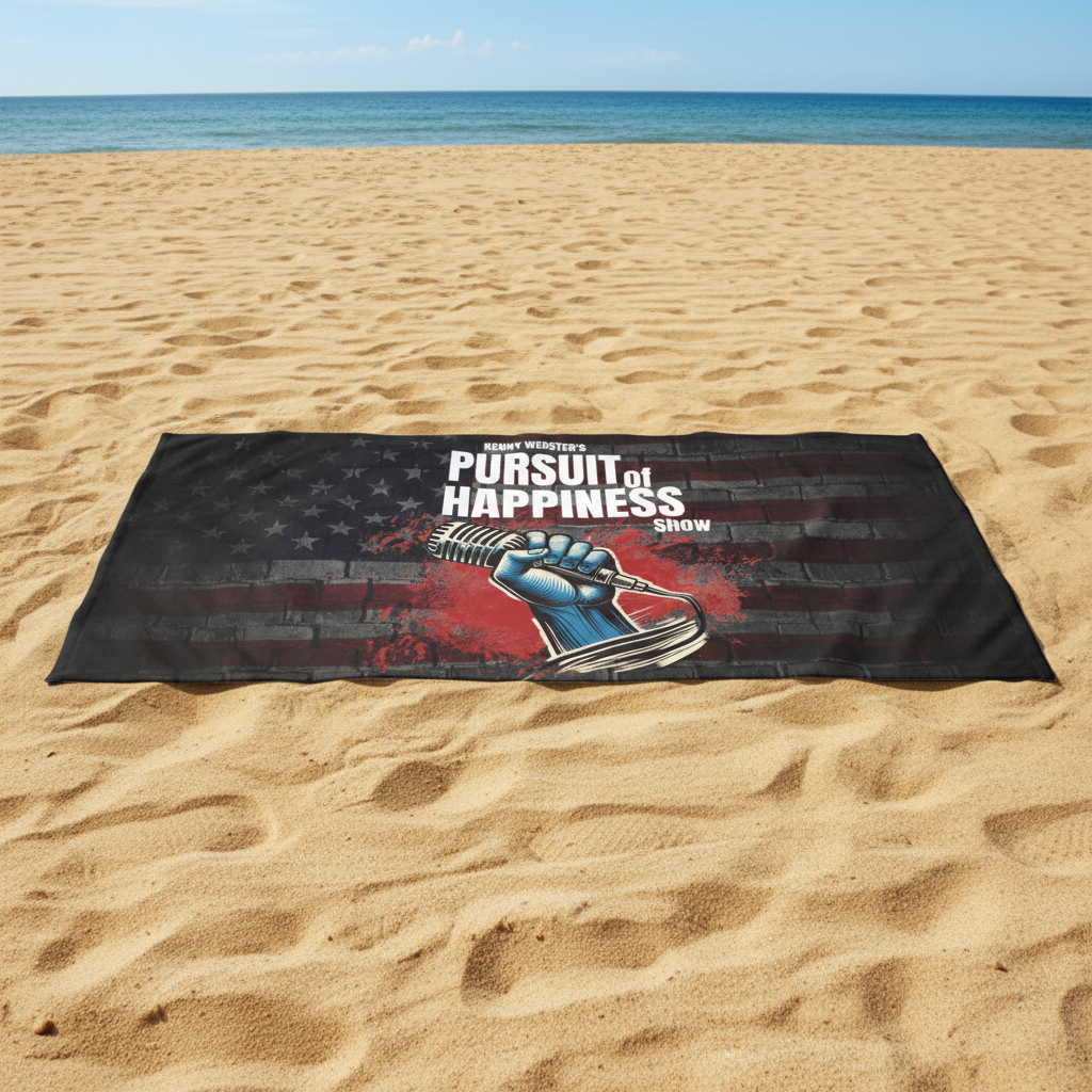 Kenny Webster's Pursuit of Happiness Beach Towel Fresh Lifestyle Mockup
