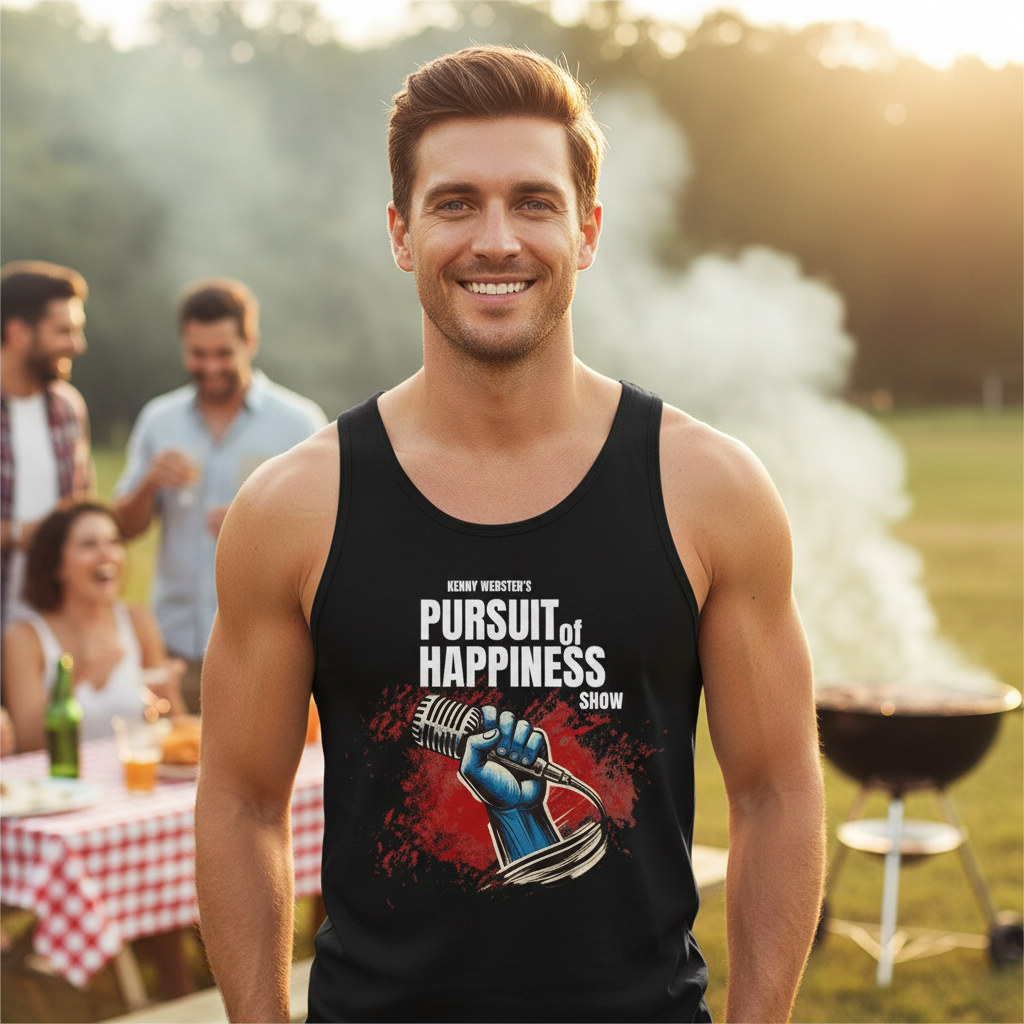 Kenny Webster's Pursuit of Happiness Tank Top Lifestyle Mockup