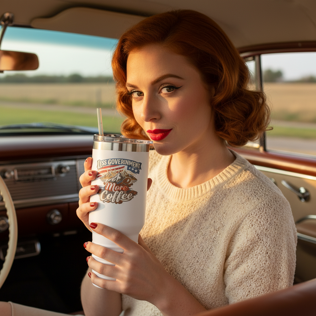 Less Government More Coffee - 1950s Redhead Style