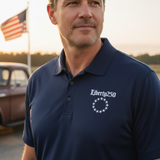 Liberty250 Embroidered Polo — Stars Detail Close-Up