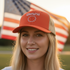 Liberty250 Trucker Cap - Blonde Woman Lifestyle