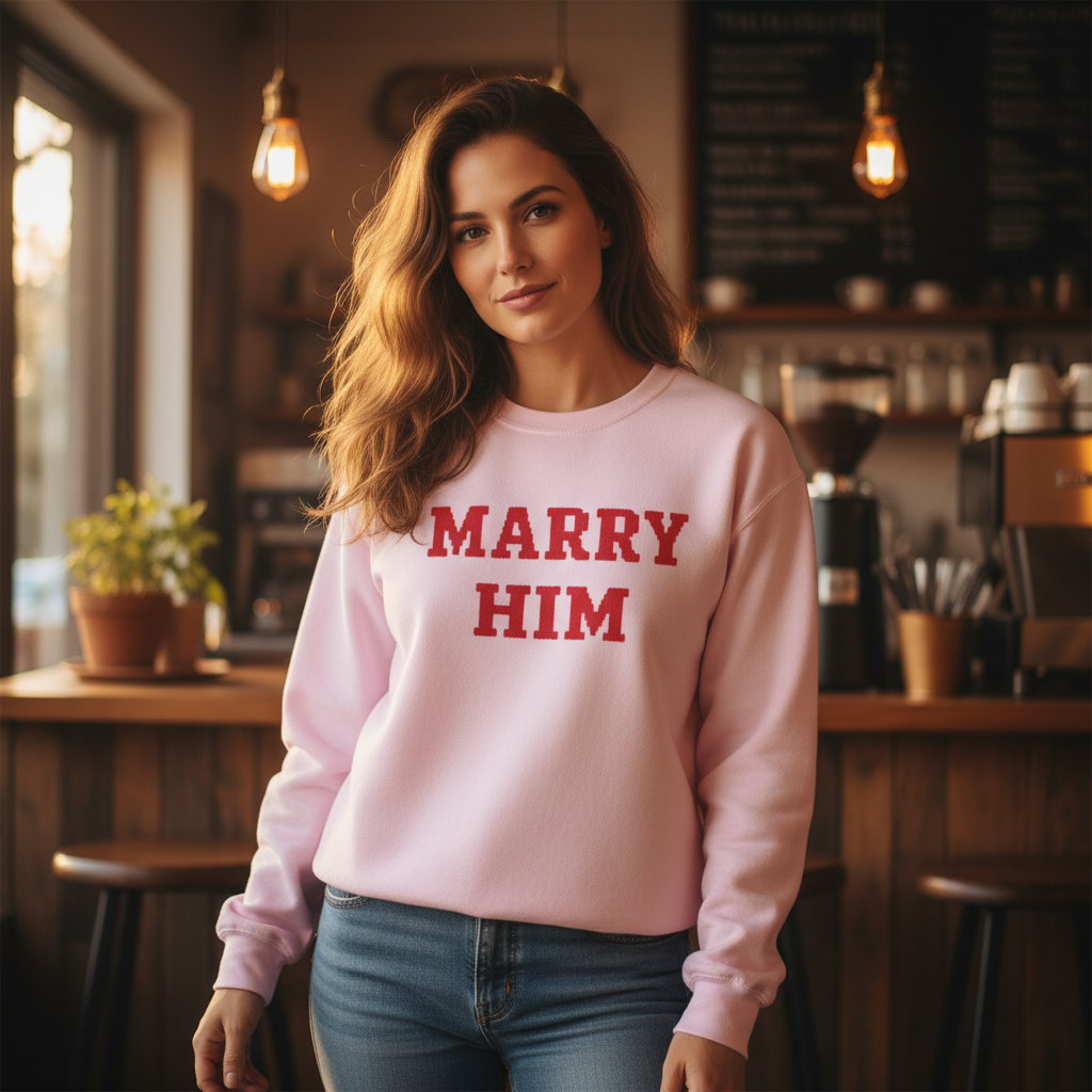 Marry Him Sweatshirt Lifestyle Mockup