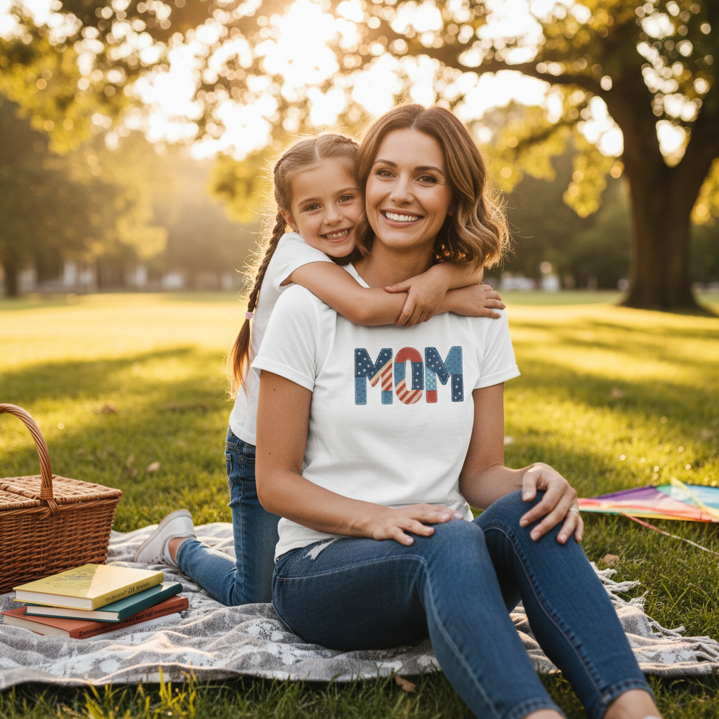 Mother and Daughter Patriotic Patchwork Mom