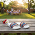 Patriotic Floral Slide Sandals — Backyard Party E-Commerce Mockup