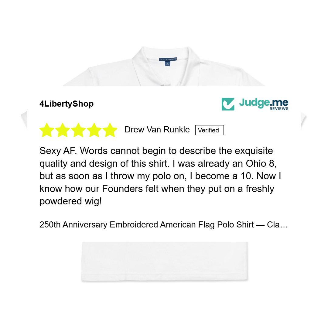 250th Anniversary Embroidered American Flag Polo Shirt — Classic Patriotic Polo - 4LibertyShop.com