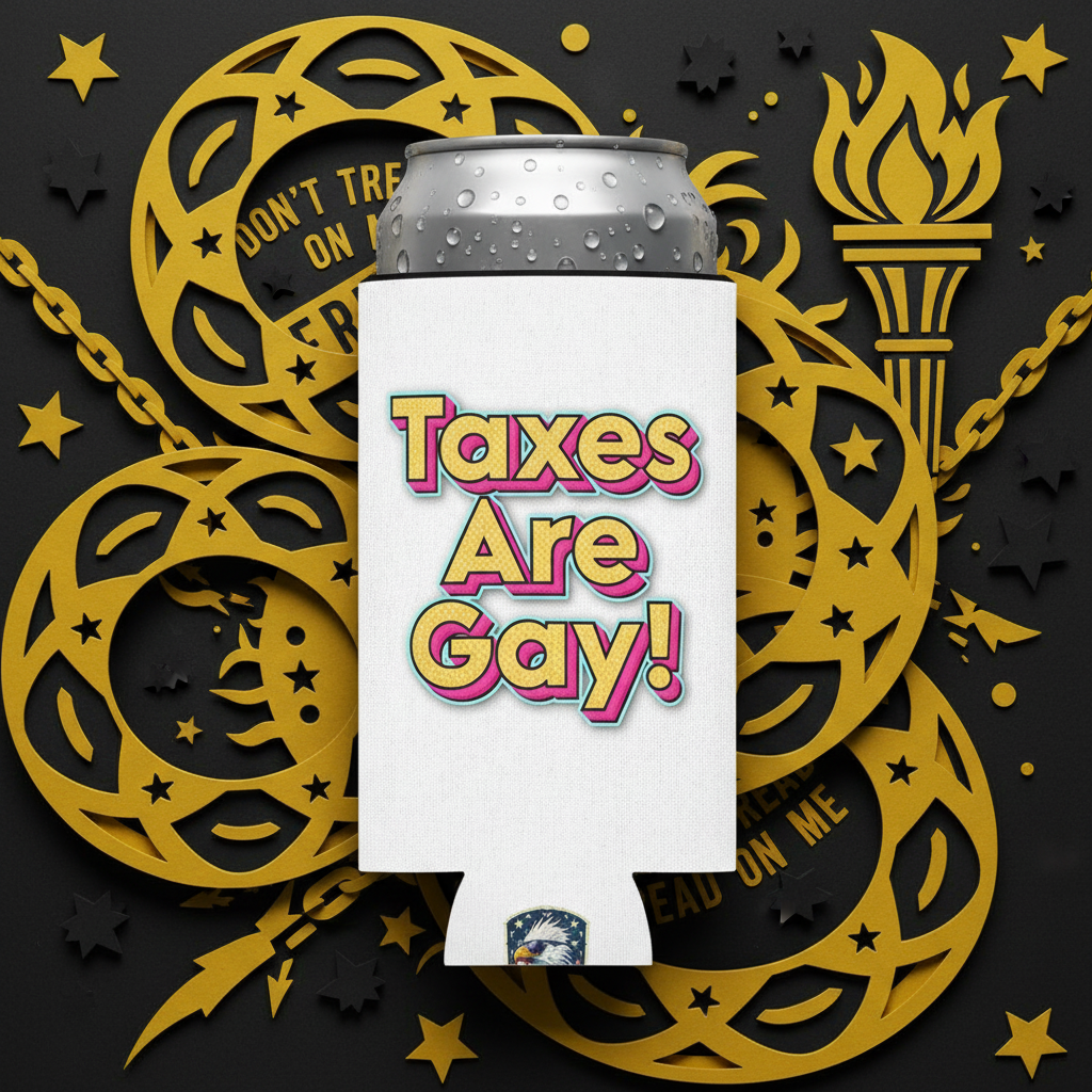 Taxes Are Gay Koozie Libertarian Paper Art Style