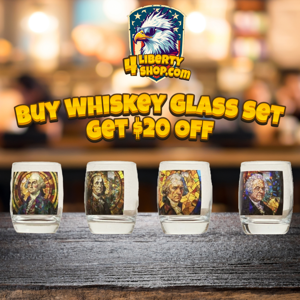 Founding Fathers Stained Whiskey Glass Set