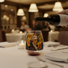 Thomas Jefferson Stained Glass Wine Glass at Fancy Restaurant