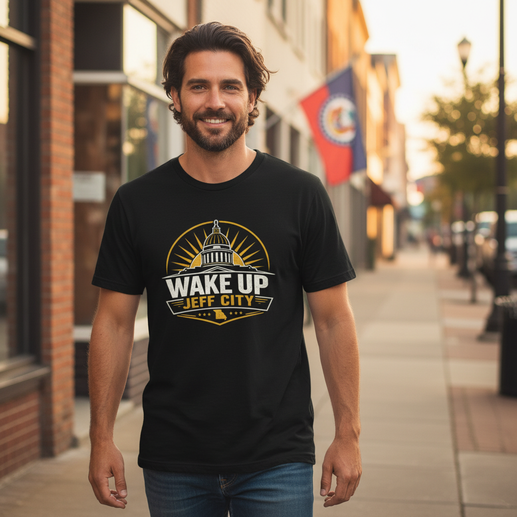 Wake Up Jeff City T-Shirt Lifestyle Mockup
