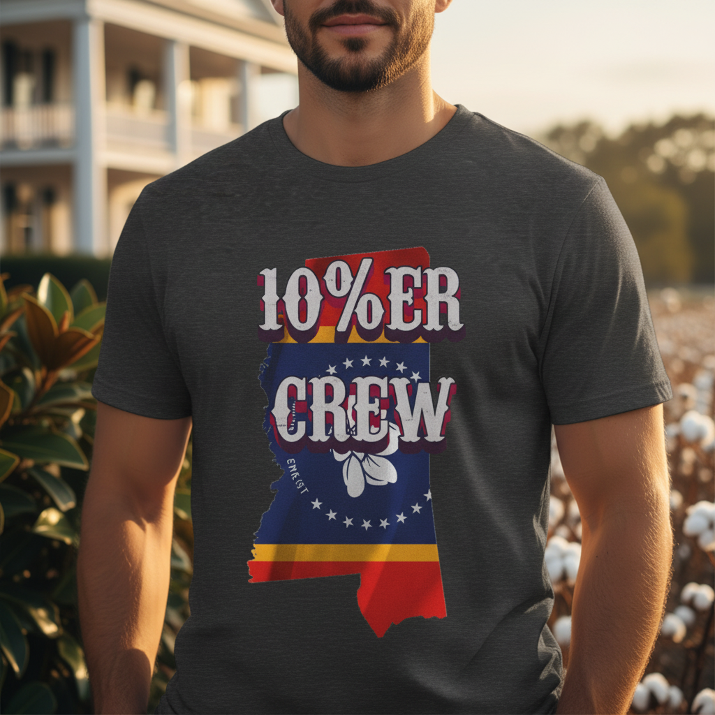 Walton & Johnson 10%er Crew Mississippi Tee Lifestyle Mockup
