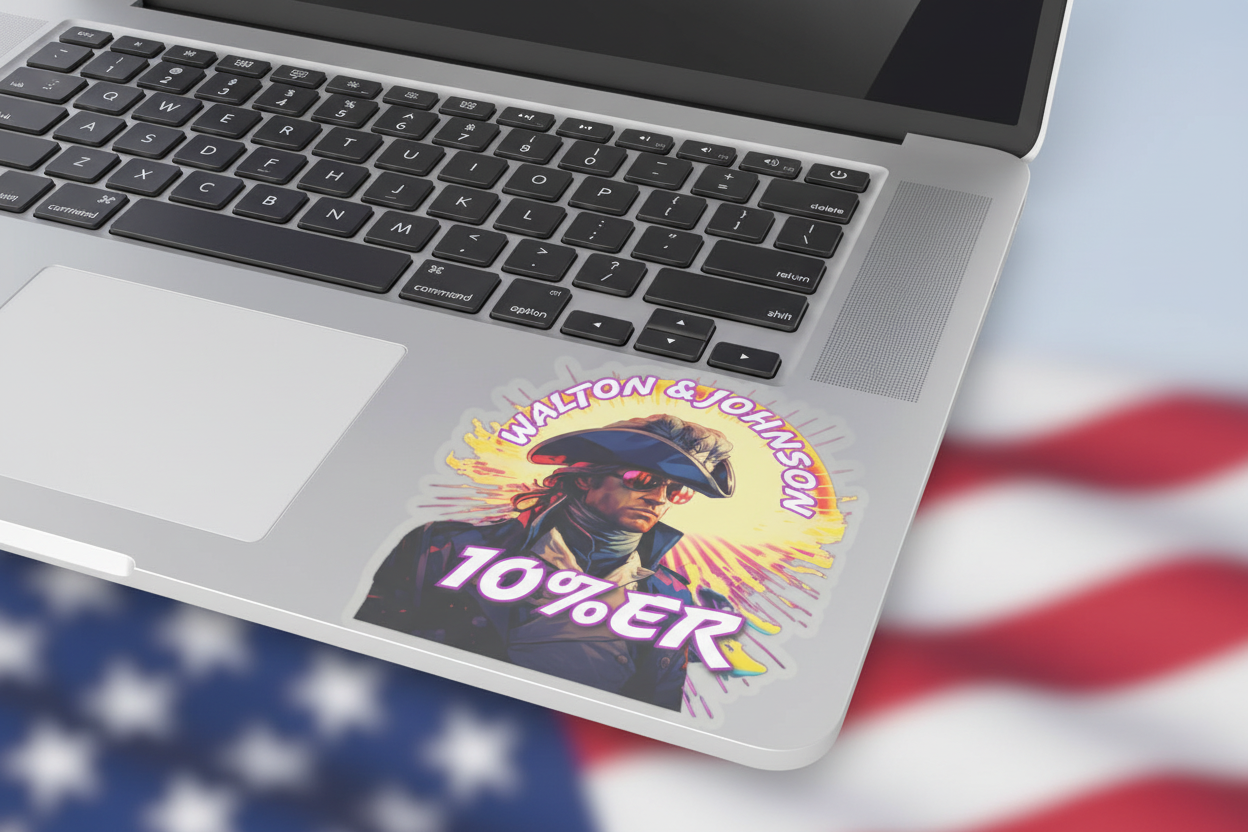 Walton & Johnson 10%ers Sticker Product Mockup