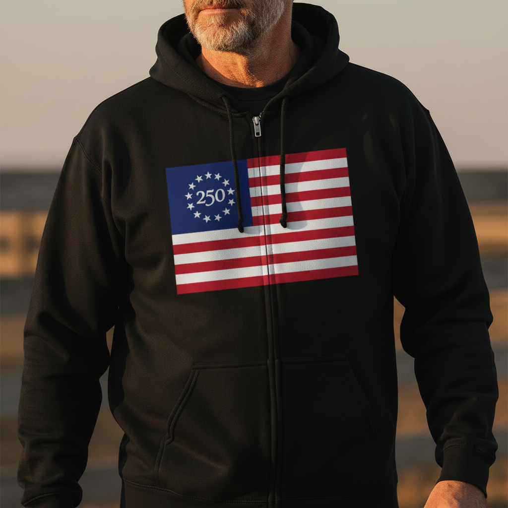Walton & Johnson 250th Anniversary Hoodie – Design Close-Up