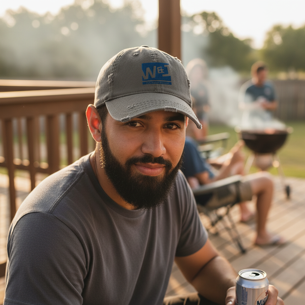 Walton & Johnson Distressed Dad Hat Lifestyle Mockup