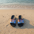 Walton & Johnson Gulf of America Shark Sandals - top-down beach view
