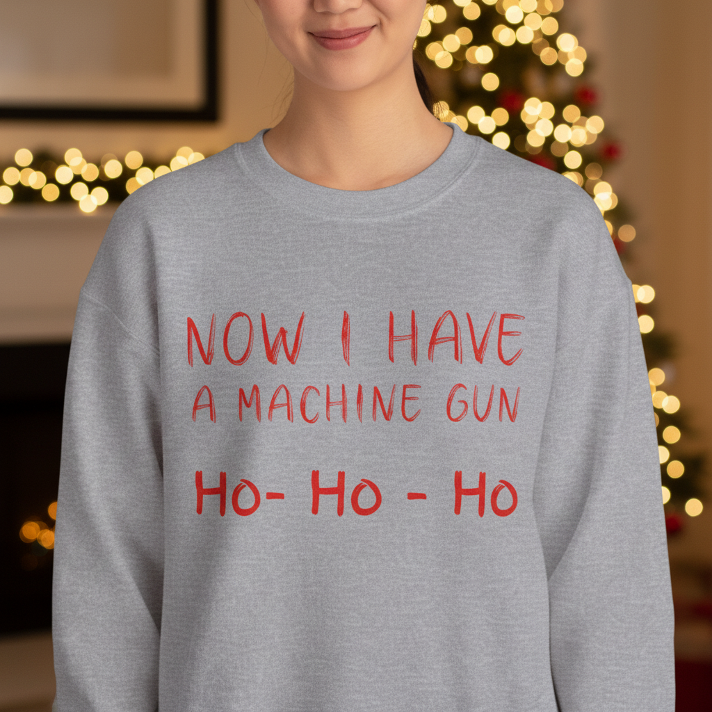 Walton & Johnson Now I Have a Machine Gun Sweatshirt Lifestyle Mockup