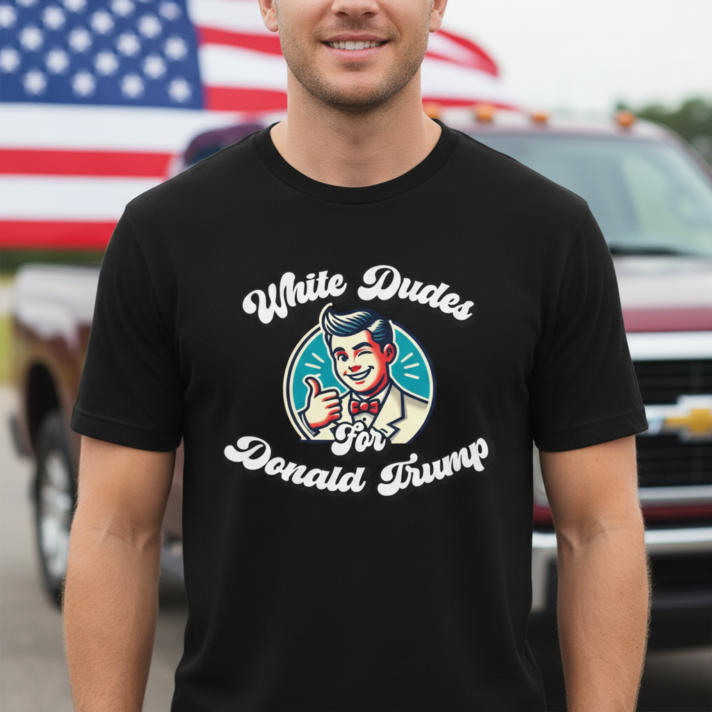 Walton & Johnson White Dudes For Donald Trump T-Shirt Maximum Visibility Mockup